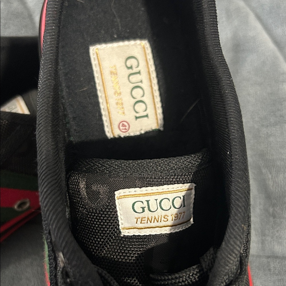 Gucci Women's Black Sneakers with Red and Green Stripes - Picture 3 of 9